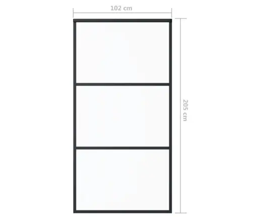Bīdāmās Durvis, 102X205 Cm, Esg Stikls, Melns Alumīnijs Vidaxl