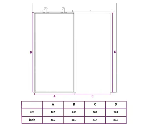 Bīdāmās Durvis, 102X205 Cm, Esg Stikls, Melns Alumīnijs Vidaxl