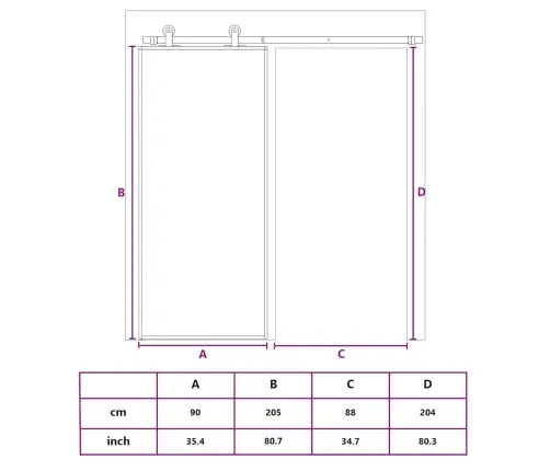Stumdomos Durys, Juodos, 90X205cm Esg Stiklas Ir Aliuminis