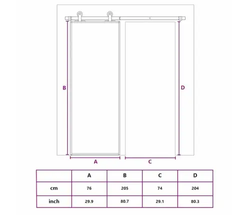 Stumdomos Durys, Juodos, 76X205cm Esg Stiklas Ir Aliuminis
