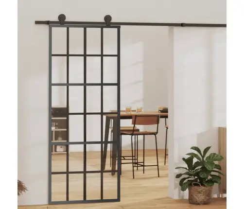 Stumdomos Durys, Juodos, 76X205cm Esg Stiklas Ir Aliuminis