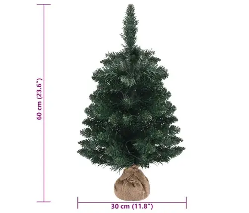 Valgustusega Kunstkuusk Alusega, Roheline, 60 cm Pvc