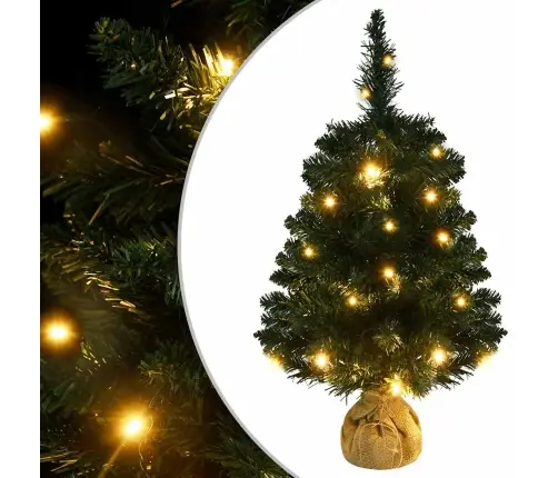 Valgustusega Kunstkuusk Alusega, Roheline, 60 cm Pvc