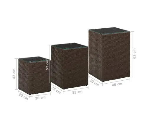 Lisalauad 3 Tk, Klaasplaadiga, Pruun, Polürotang