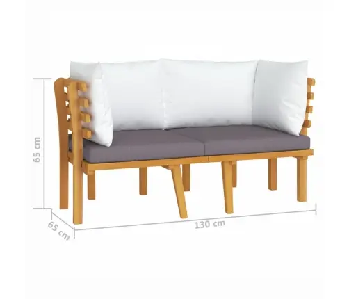 Divvietīgs Dārza Dīvāns Ar Spilveniem, Akācijas Masīvkoks Vidaxl