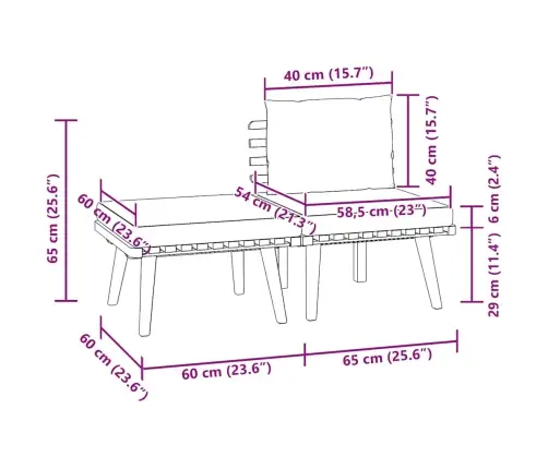 3-Daļīgs Dārza Atpūtas Mēbeļu Komplekts Ar Matračiem, Akācija Vidaxl