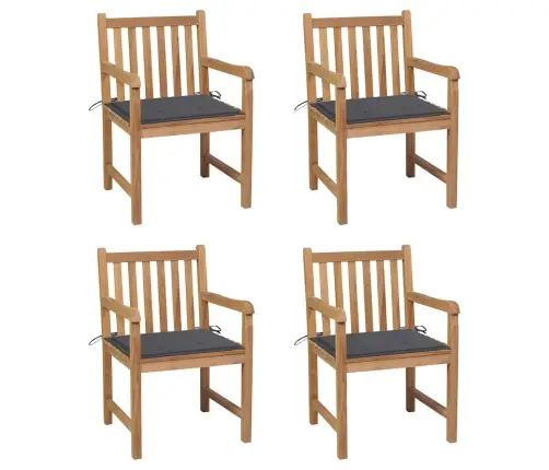 Dārza Krēsli, Antracītpelēki Matrači, 4 Gab., Masīvs Tīkkoks Vidaxl