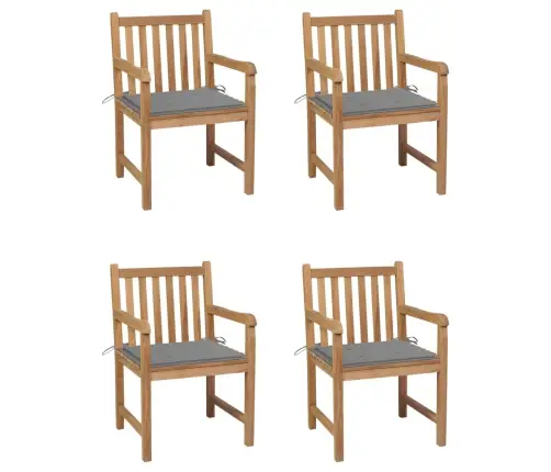 Dārza Krēsli, Pelēki Matrači, 4 Gab., Masīvs Tīkkoks Vidaxl