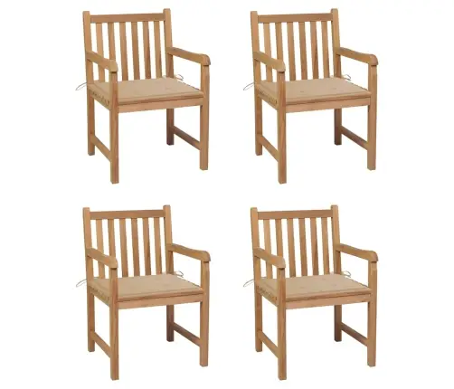 Dārza Krēsli, Bēši Matrači, 4 Gab., Masīvs Tīkkoks Vidaxl