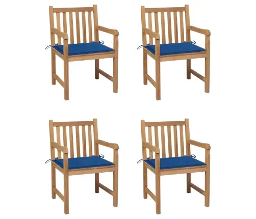 Dārza Krēsli, Koši Zili Matrači, 4 Gab., Masīvs Tīkkoks Vidaxl