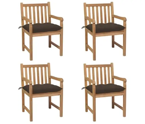 Sodo Kėdės Su Taupe Spalvos Pagalvėlėmis, 4Vnt., Tikmedis