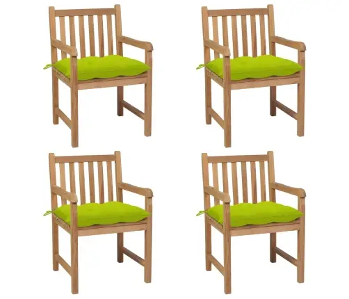 Dārza Krēsli, Spilgti Zaļi Matrači, 4 Gab., Masīvs Tīkkoks Vidaxl