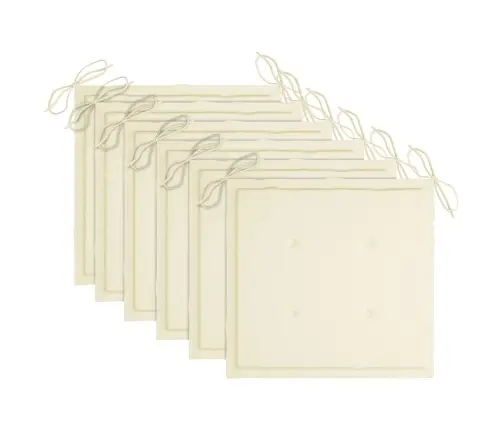 Dārza Krēsli, Krēmkrāsas Matrači, 6 Gab., Masīvs Tīkkoks Vidaxl