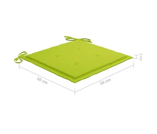 Dārza Krēsli, Spilgti Zaļi Matrači, 6 Gab., Masīvs Tīkkoks Vidaxl