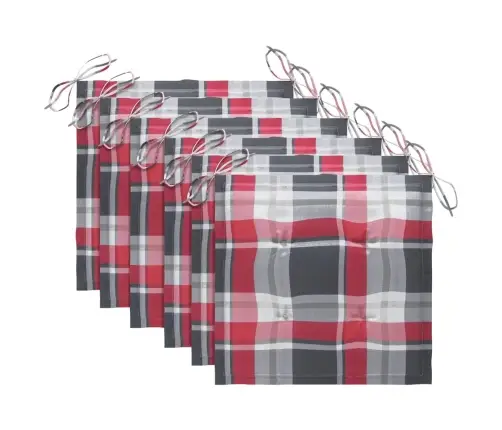 Aiatoolid, 6 Tk, Punaseruuduliste Istmepatjadega, Tiikpuu