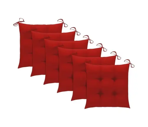 Dārza Krēsli, Sarkani Matrači, 6 Gab., Masīvs Tīkkoks Vidaxl