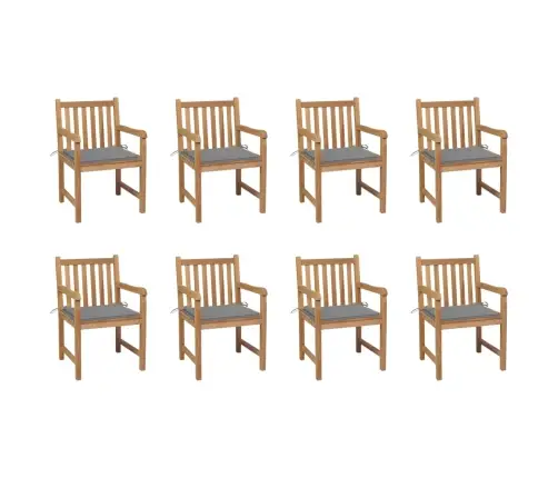 Dārza Krēsli, 8 Gab., Pelēki Matrači, Masīvs Tīkkoks Vidaxl