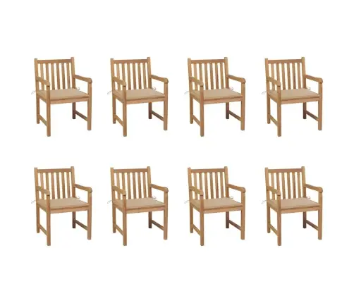 Dārza Krēsli, 8 Gab., Bēši Matrači, Masīvs Tīkkoks Vidaxl