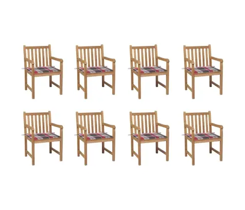 Aiatoolid, 8 Tk, Punaseruuduliste Istmepatjadega, Tiikpuu