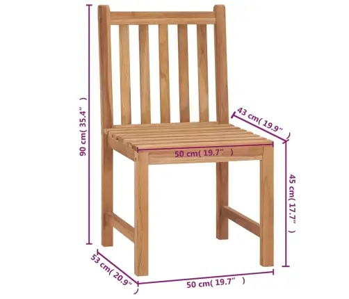 Sodo Kėdės Su Pagalvėlėmis, 4Vnt., Tikmedžio Medienos Masyvas