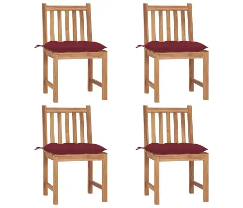 Sodo Kėdės Su Pagalvėlėmis, 4Vnt., Tikmedžio Medienos Masyvas