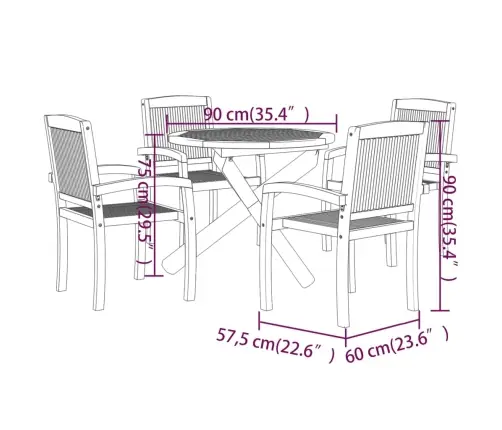 Piecdaļīgs Dārza Mēbeļu Komplekts, Masīvs Tīkkoks Vidaxl