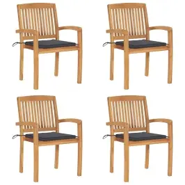 Sudedamos Sodo Kėdės Su Pagalvėlėmis, 4Vnt., Tikmedžio Masyvas