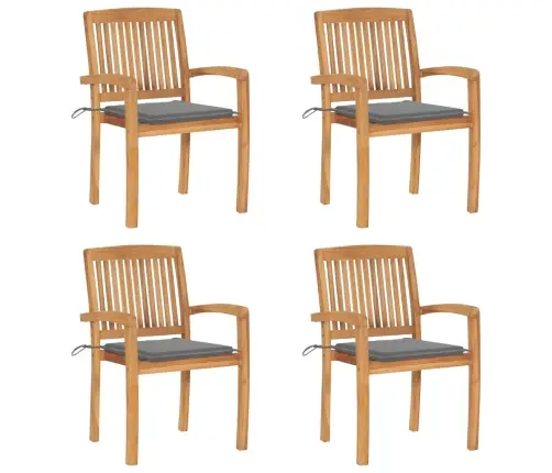 Dārza Krēsli Ar Matračiem, 4 Gab., Masīvs Tīkkoks Vidaxl