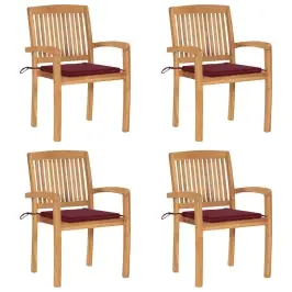 Dārza Krēsli Ar Matračiem, 4 Gab., Masīvs Tīkkoks Vidaxl