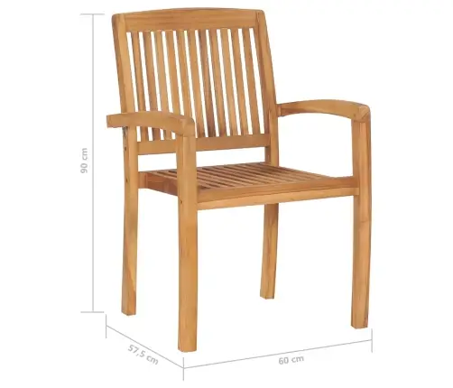 Sudedamos Sodo Kėdės Su Pagalvėlėmis, 4Vnt., Tikmedžio Masyvas