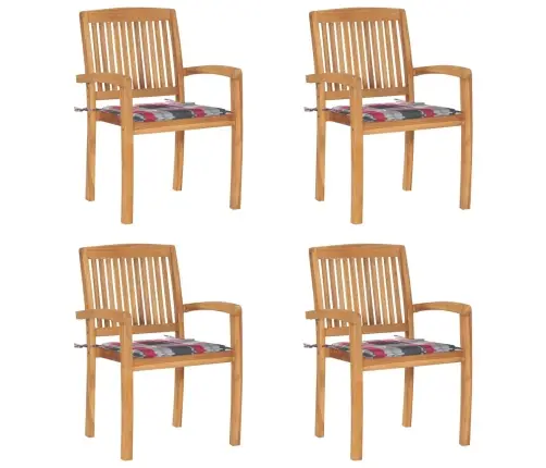 Dārza Krēsli Ar Matračiem, 4 Gab., Masīvs Tīkkoks Vidaxl