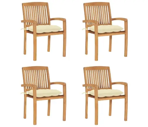 Dārza Krēsli Ar Matračiem, 4 Gab., Masīvs Tīkkoks Vidaxl