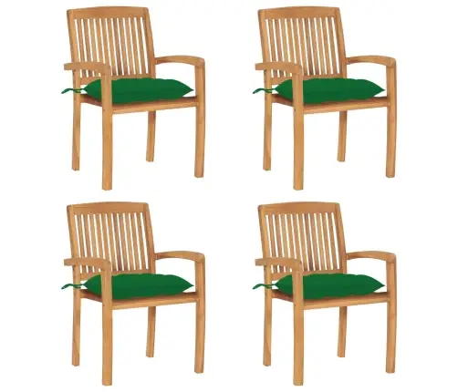 Dārza Krēsli Ar Matračiem, 4 Gab., Masīvs Tīkkoks Vidaxl