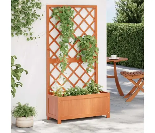 Puķu Kaste Ar Špaleru, Brūna, 70X30X135 Cm, Egles Masīvkoks Vidaxl