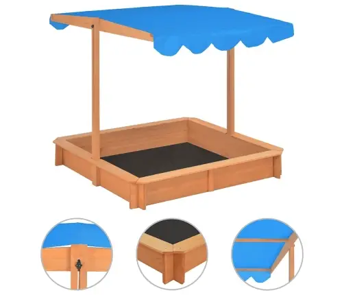 Smilšu Kaste Ar Regulējamu Jumtu, Egles Koks, 115X115X115 Cm Vidaxl