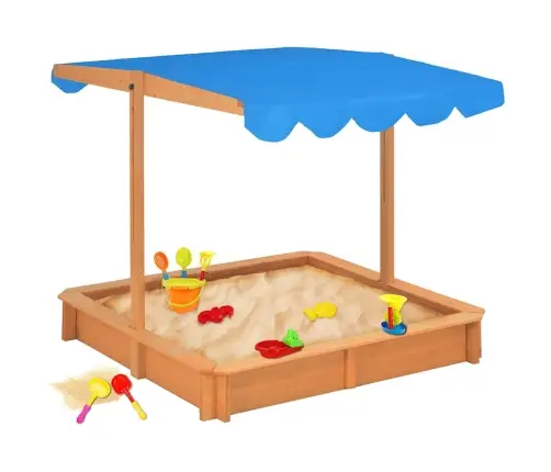 Smilšu Kaste Ar Regulējamu Jumtu, Egles Koks, 115X115X115 Cm Vidaxl