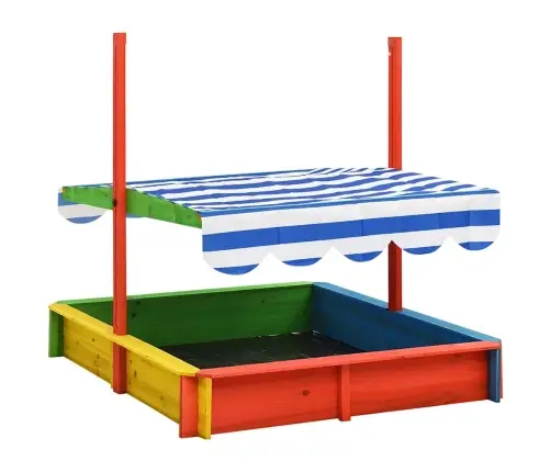 Smilšu Kaste Ar Regulējamu Jumtu, Krāsaina, Egles Koks, Uv50 Vidaxl