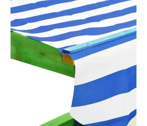 Smilšu Kaste Ar Regulējamu Jumtu, Krāsaina, Egles Koks, Uv50 Vidaxl