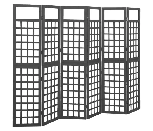 6 Paneļu Istabas Aizslietnis, Melns, Egles Koks, 242,5X180 Cm Vidaxl