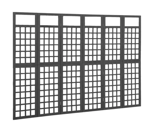 6 Paneļu Istabas Aizslietnis, Melns, Egles Koks, 242,5X180 Cm Vidaxl