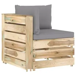 Moduļu Stūra Dīvāns Ar Spilveniem, Zaļi Impregnēts Koks Vidaxl