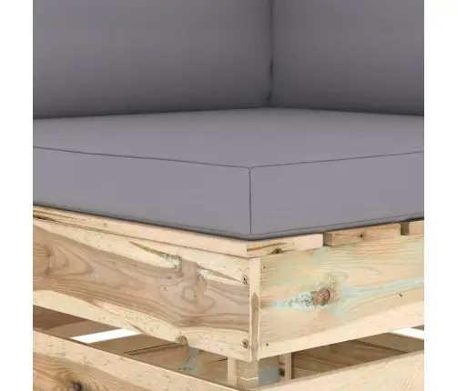 Moduļu Stūra Dīvāns Ar Spilveniem, Zaļi Impregnēts Koks Vidaxl