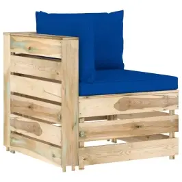 Moduļu Stūra Dīvāns Ar Spilveniem, Zaļi Impregnēts Koks Vidaxl