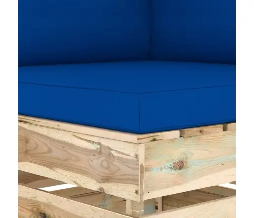 Modulinė Kampinė Sofa Su Pagalvėmis, Žaliai Impregnuota Mediena