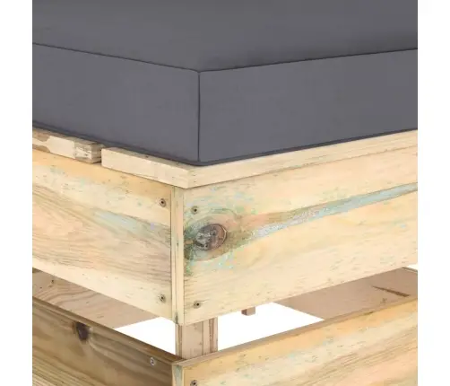 Vidējais Moduļu Dīvāns Ar Spilveniem, Zaļi Impregnēts Koks Vidaxl