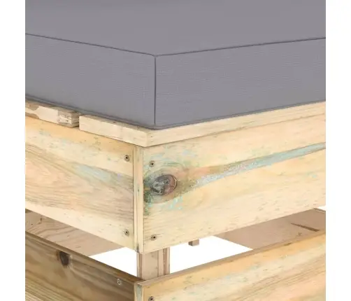 Vidējais Moduļu Dīvāns Ar Spilveniem, Zaļi Impregnēts Koks Vidaxl