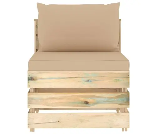 Vidējais Moduļu Dīvāns Ar Spilveniem, Zaļi Impregnēts Koks Vidaxl Vidējais Moduļu Dīvāns Ar Spilveniem, Zaļi Impregnēts Koks Vidaxl