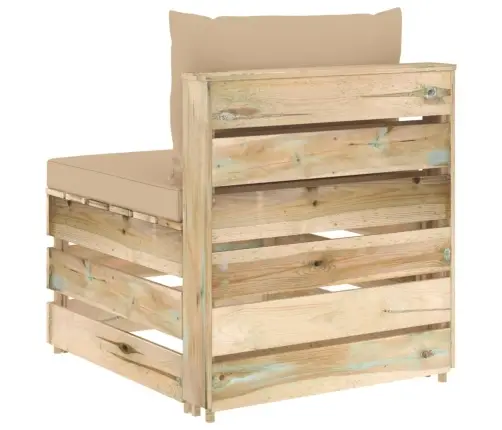 Vidējais Moduļu Dīvāns Ar Spilveniem, Zaļi Impregnēts Koks Vidaxl Vidējais Moduļu Dīvāns Ar Spilveniem, Zaļi Impregnēts Koks Vidaxl