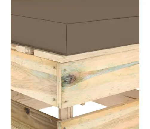 Vidējais Moduļu Dīvāns Ar Spilveniem, Zaļi Impregnēts Koks Vidaxl