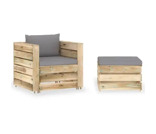 2-Daļīgs Dārza Atpūtas Mēbeļu Komplekts Ar Matračiem, Koks Vidaxl